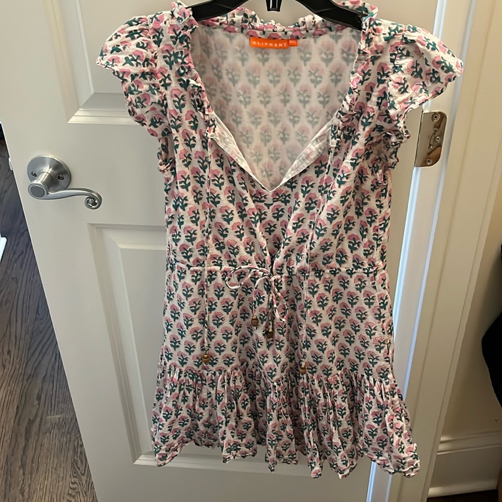 Oliphant Tie Cinched Flirty Mini Flutter Sleeve D… - image 3